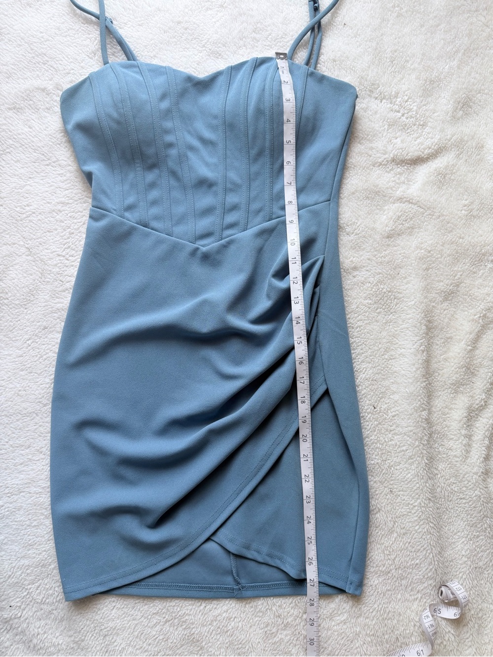 Blue Ruched Bodycon Mini Dress - Picture 4 of 9